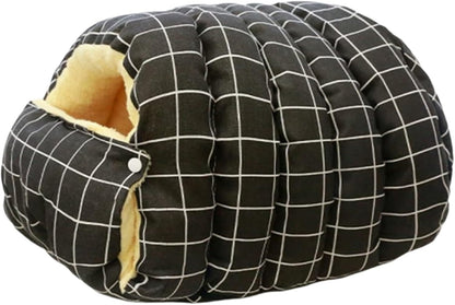 Winter Warm Cat Cave Bed – Cozy Plush Enclosed Pet Bed for Cats & Small Dogs