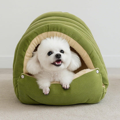 Winter Warm Cat Cave Bed – Cozy Plush Enclosed Pet Bed for Cats & Small Dogs