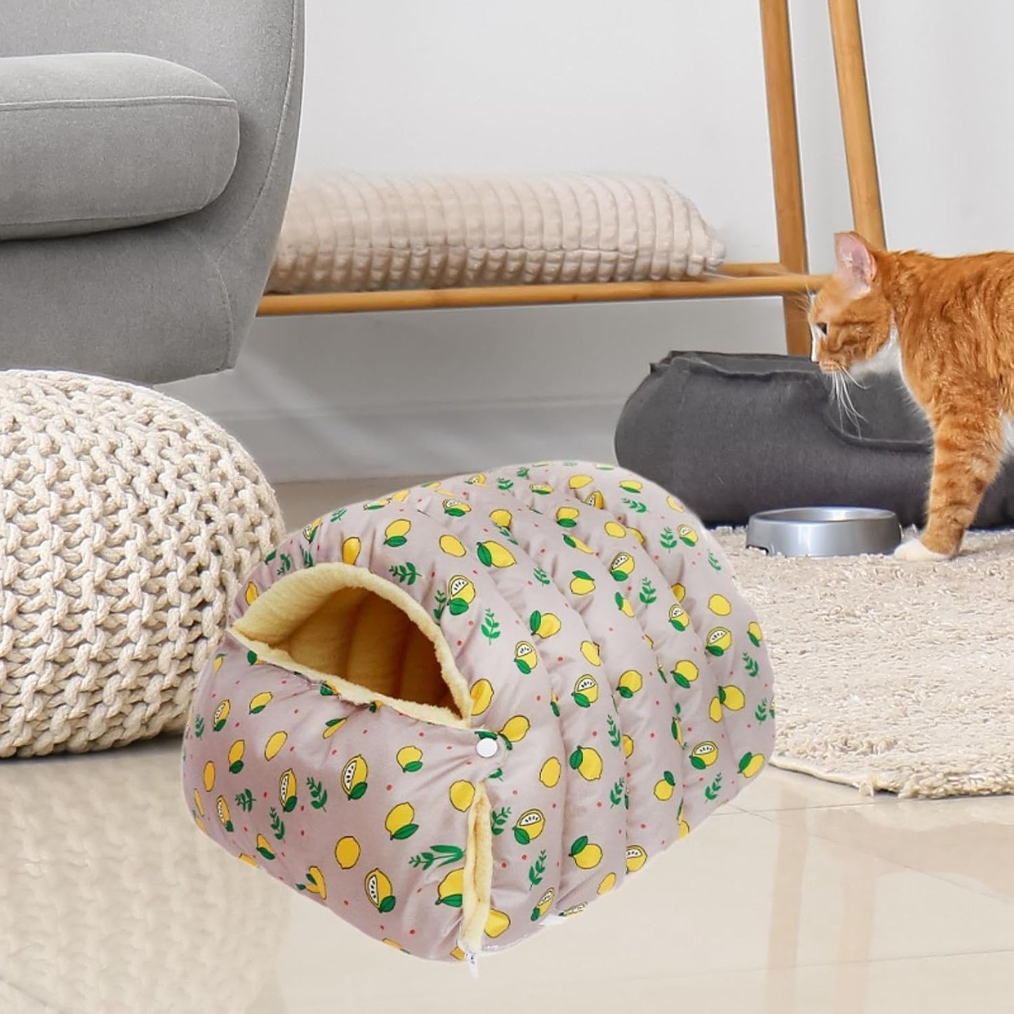Winter Warm Cat Cave Bed – Cozy Plush Enclosed Pet Bed for Cats & Small Dogs