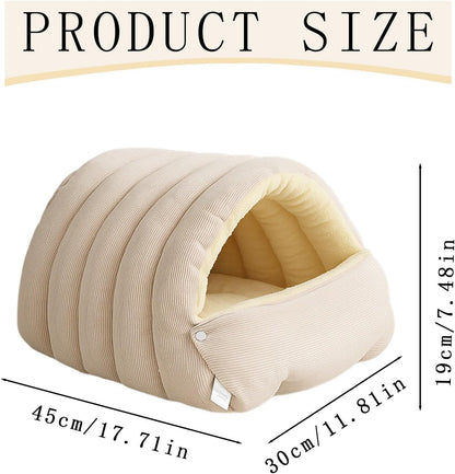 Winter Warm Cat Cave Bed – Cozy Plush Enclosed Pet Bed for Cats & Small Dogs