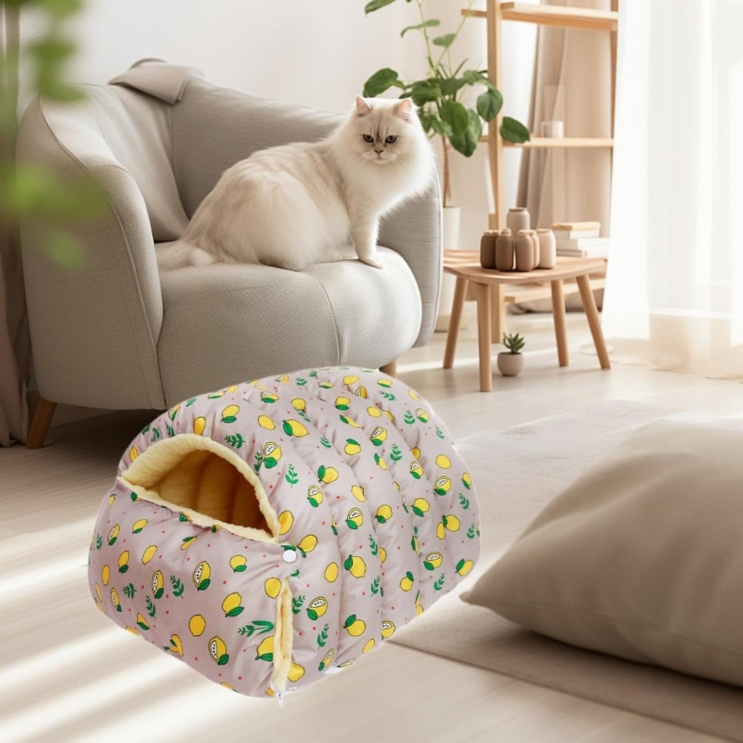 Winter Warm Cat Cave Bed – Cozy Plush Enclosed Pet Bed for Cats & Small Dogs