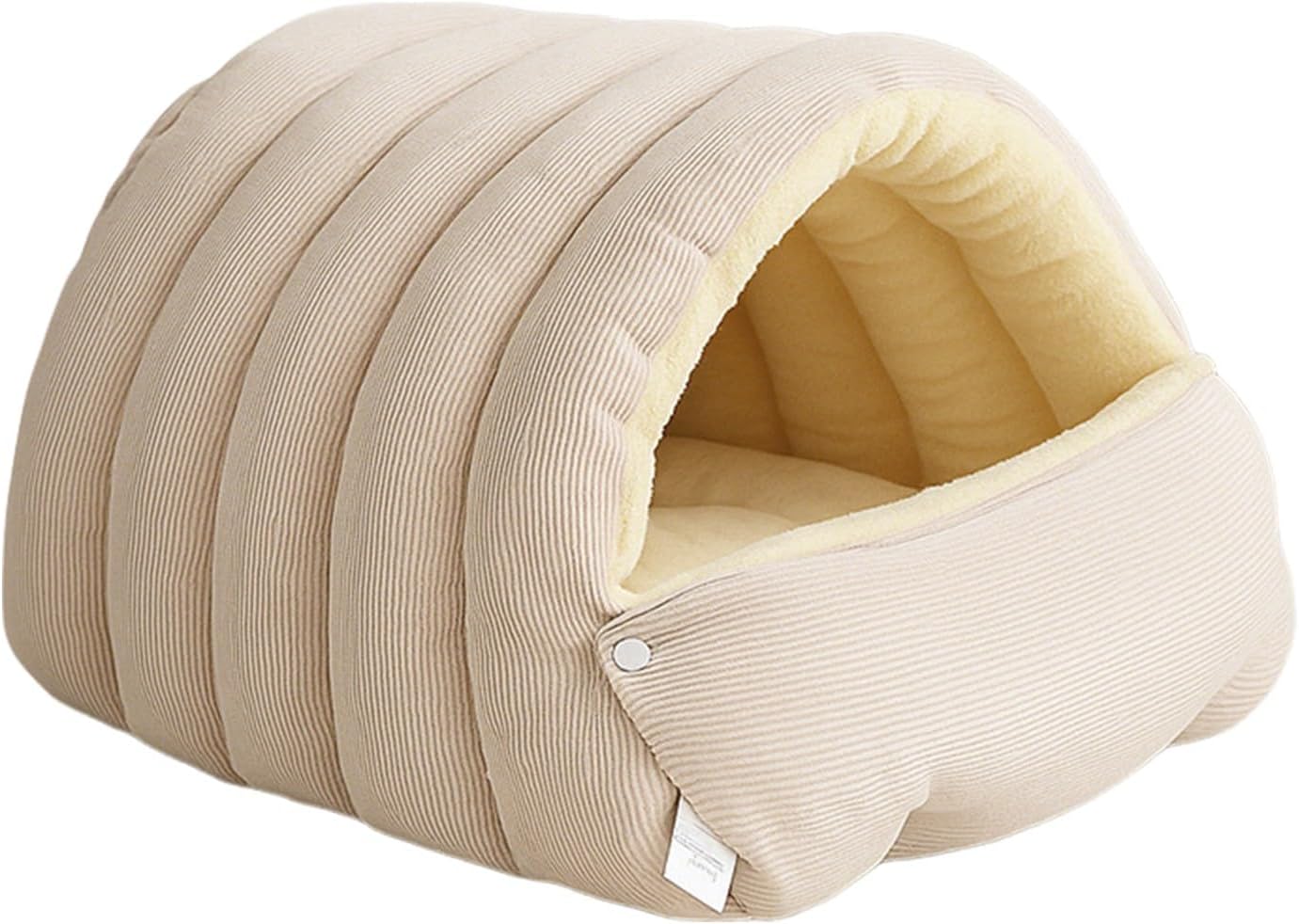 Winter Warm Cat Cave Bed – Cozy Plush Enclosed Pet Bed for Cats & Small Dogs
