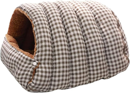 Winter Warm Cat Cave Bed – Cozy Plush Enclosed Pet Bed for Cats & Small Dogs