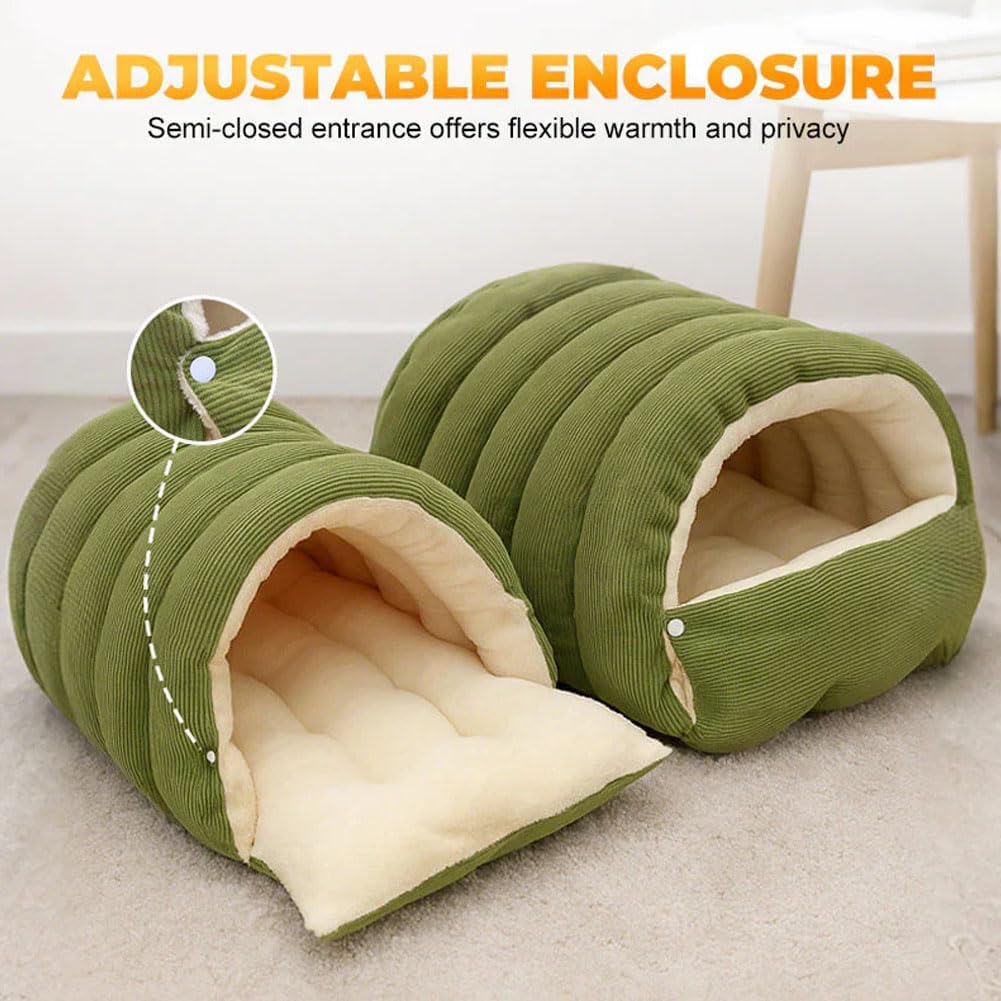 Winter Warm Cat Cave Bed – Cozy Plush Enclosed Pet Bed for Cats & Small Dogs